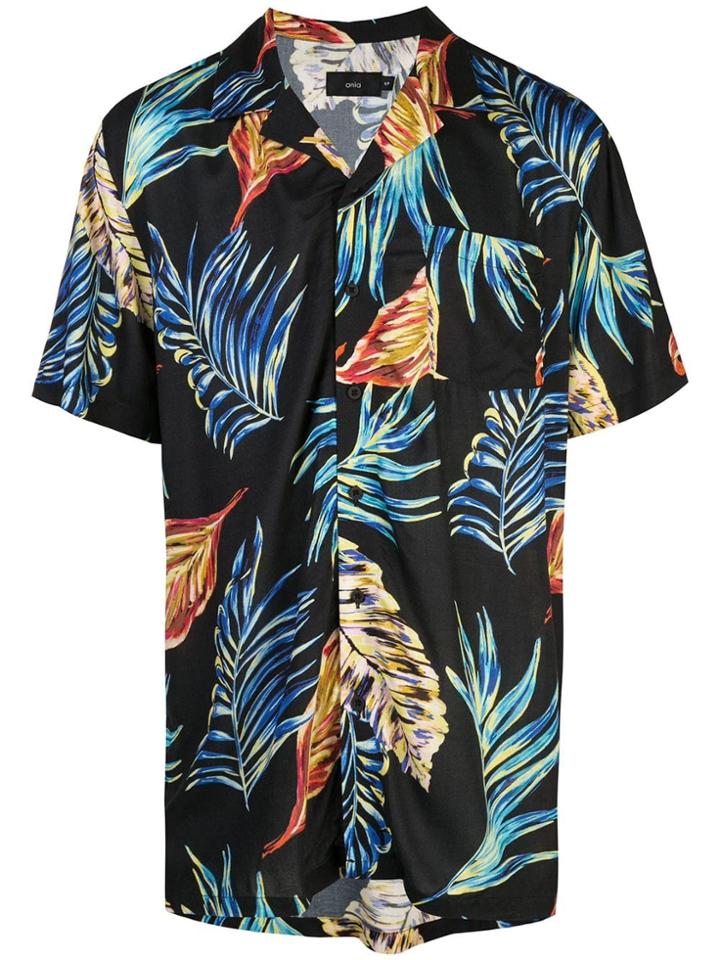 Onia Vacation Leaf Print Shirt - Black