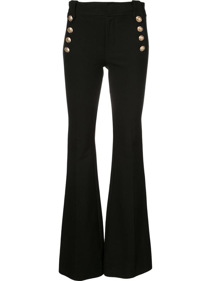 Derek Lam 10 Crosby Flared High-waisted Trousers, Women's, Size: 4, Black, Cotton/spandex/elastane