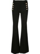 Derek Lam 10 Crosby Flared High-waisted Trousers, Women's, Size: 4, Black, Cotton/spandex/elastane