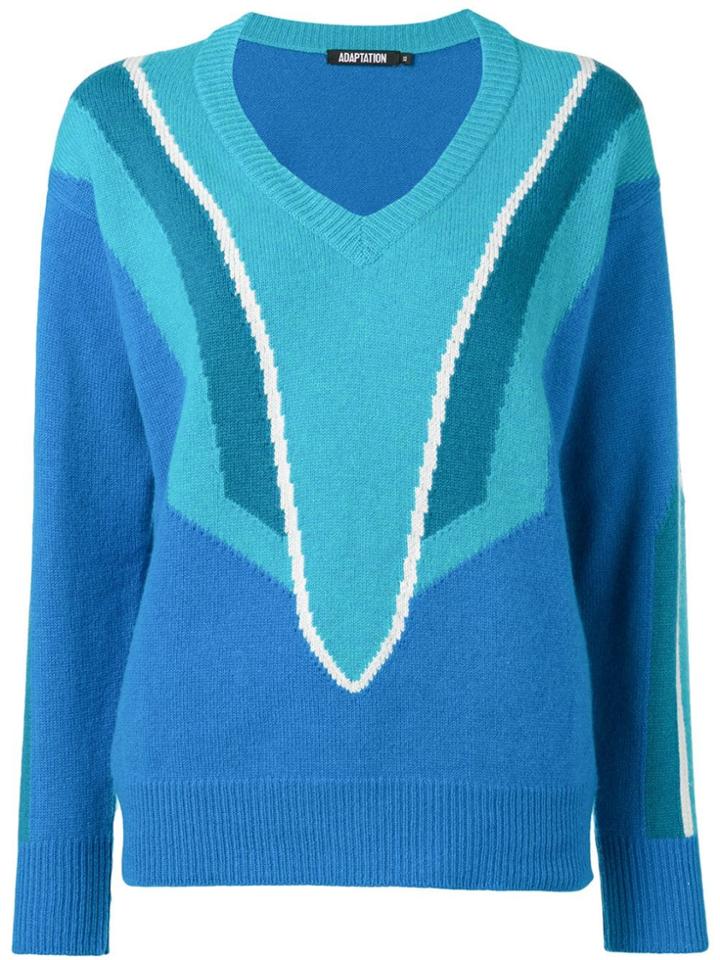 Adaptation Patterned V-neck Jumper - Blue