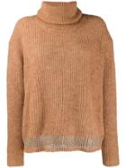 Liu Jo Contrast-stripe Turtleneck Sweater - Neutrals