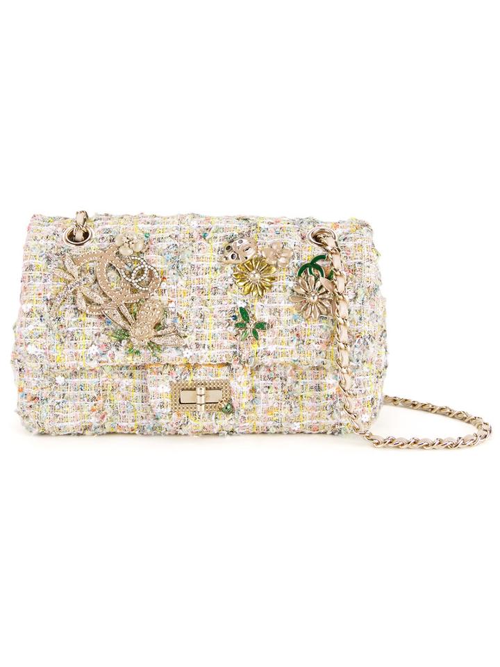 Chanel Vintage Cc Double Chain Shoulder Bag, Women's, Beige