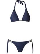 Amir Slama Triangle Bikini Set, Women's, Size: P, Blue, Elastodiene