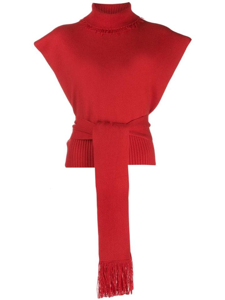 Alanui Knitted Roll Neck Top - Red