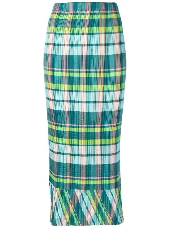 Issey Miyake Pre-owned Plissé Madras Check Skirt - Green