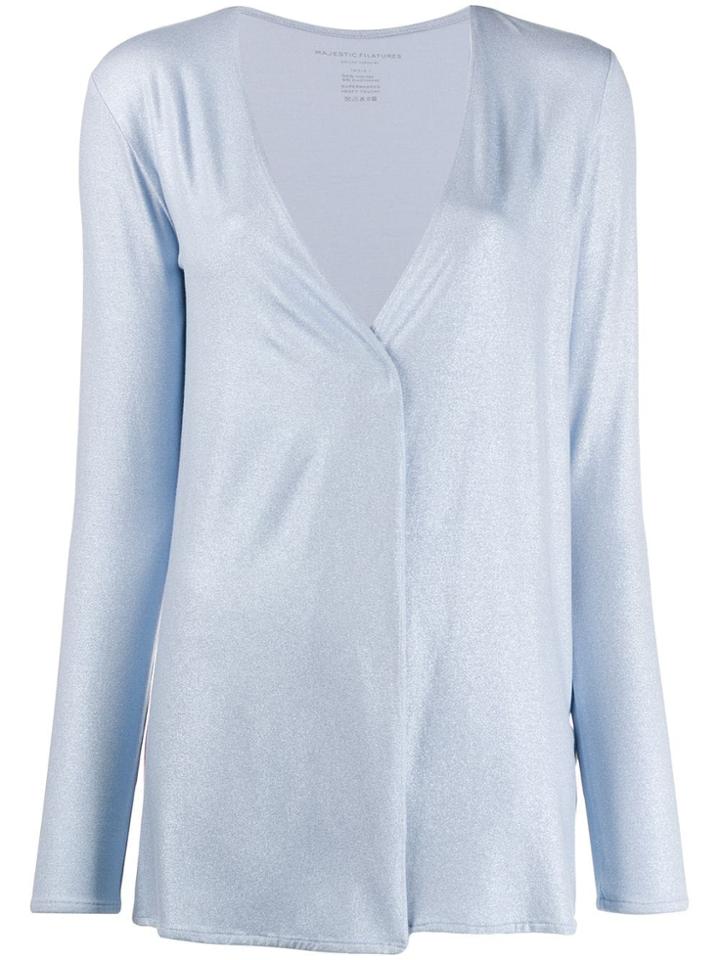 Majestic Filatures Metallic Jersey Cardigan - Blue