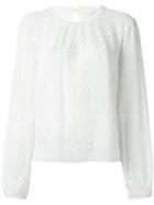 Chloé Wavy Jacquard Blouse, Women's, Size: Xl, White, Silk/wool