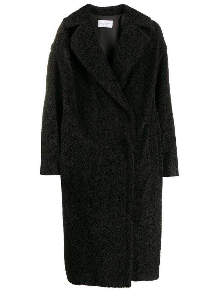 Forte Dei Marmi Couture Textured Logo Midi Coat - Black
