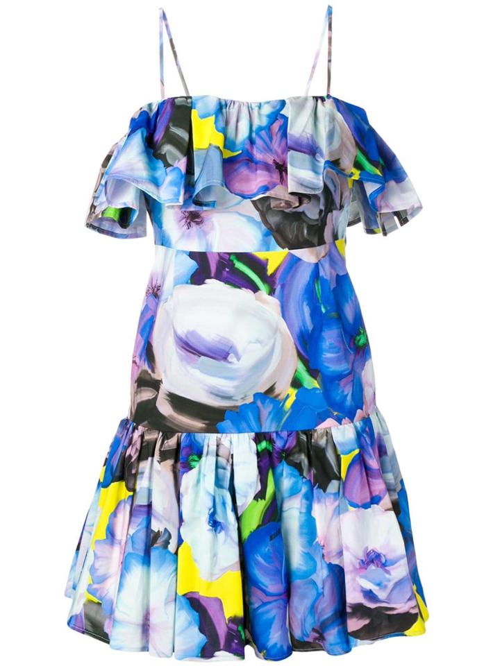 Msgm Frilled Mini Dress - Blue