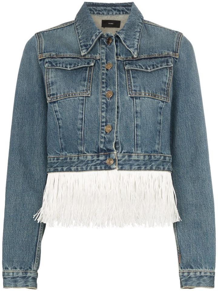 Alanui Hawaii Map-embroidered Fringed Denim Jacket - Blue