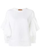 No21 Ruffle Sleeve Sweatshirt, Women's, Size: 40, White, Cotton