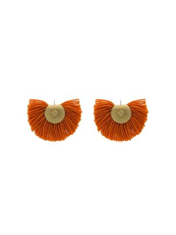 Katerina Makriyianni Orange Fan Fringed Wool Cashmere Blend Earrings