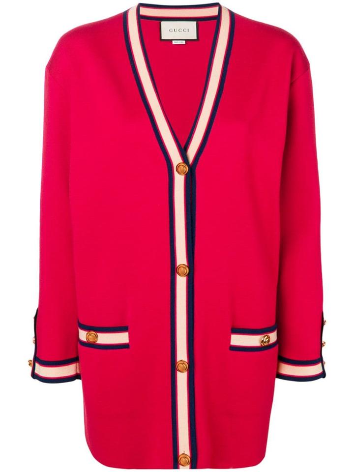 Gucci Oversized Cardigan With Web Detail - Red