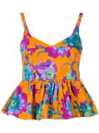La Doublej Floral Print Peplum Top - Orange