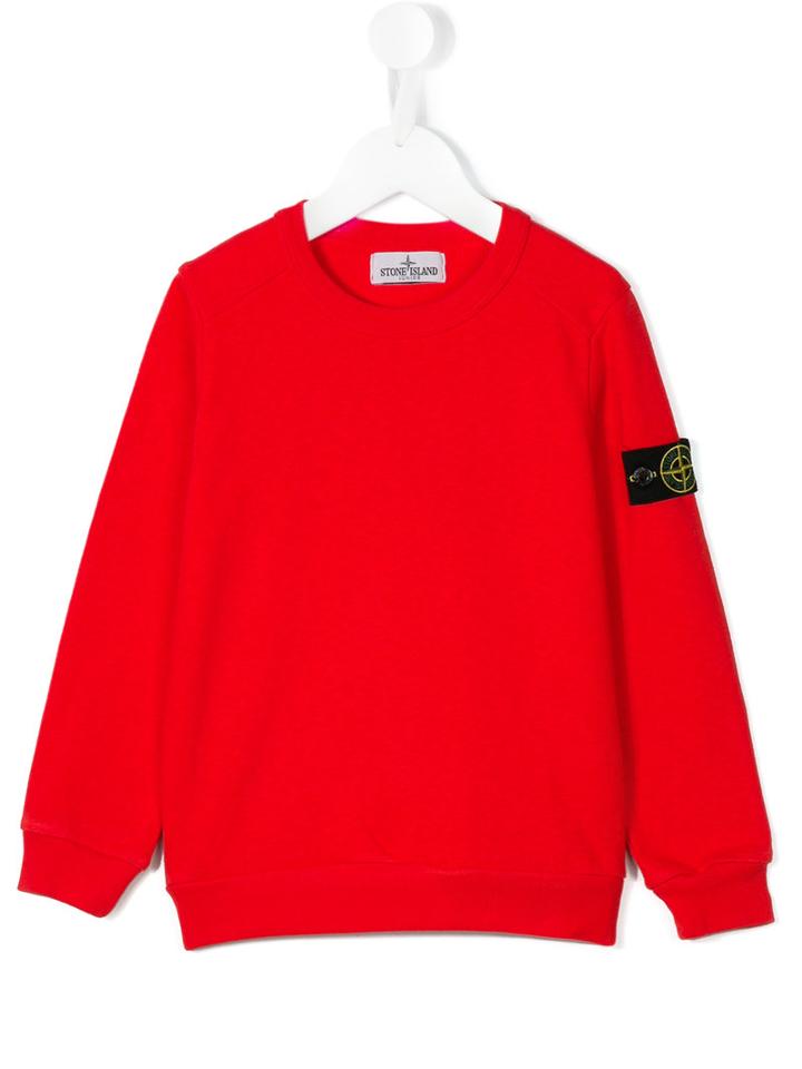 Stone Island Kids Logo Plaque Classic Sweatshirt, Boy's, Size: 12 Yrs, Red