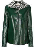 Marni Houndstooth Collar Patent Jacket - Green