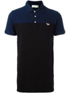Maison Kitsuné Colour Block Polo Shirt, Men's, Size: Small, Blue, Cotton