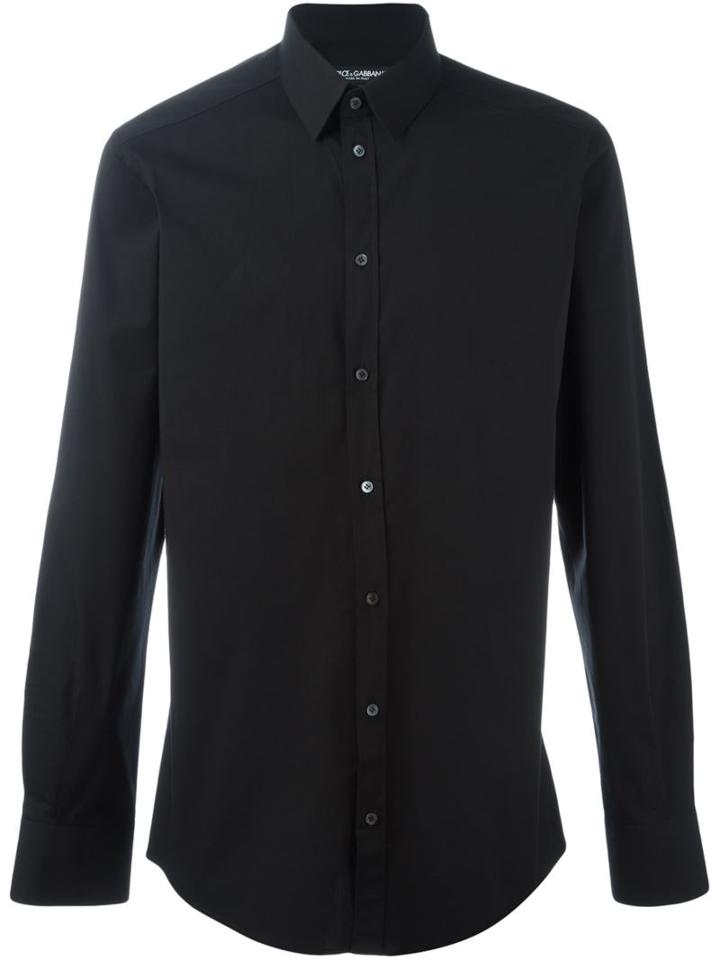 Dolce & Gabbana Classic Shirt, Men's, Size: 37, Black, Cotton/spandex/elastane