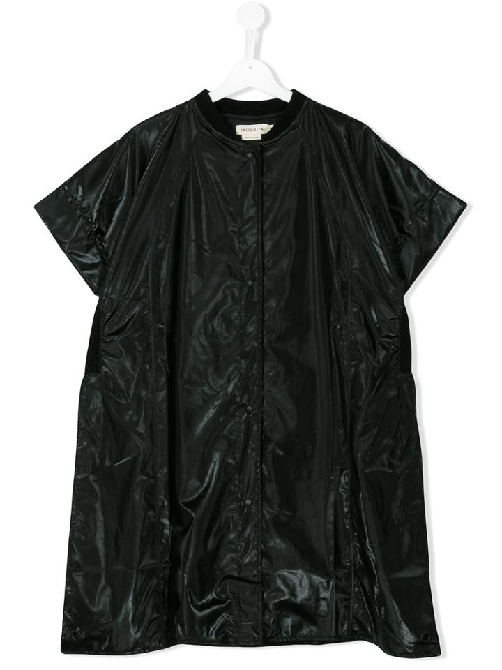 Andorine - Oversized Zipped Coat - Kids - Polyurethane/viscose - 14 Yrs, Black
