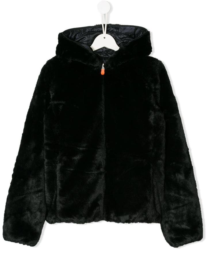 Save The Duck Kids Teen Reversible Faux Fur Jacket - Black