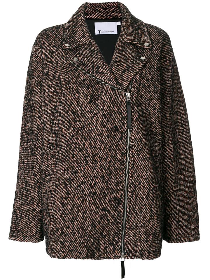 T By Alexander Wang Meélange Oversized Biker Jacket - Black