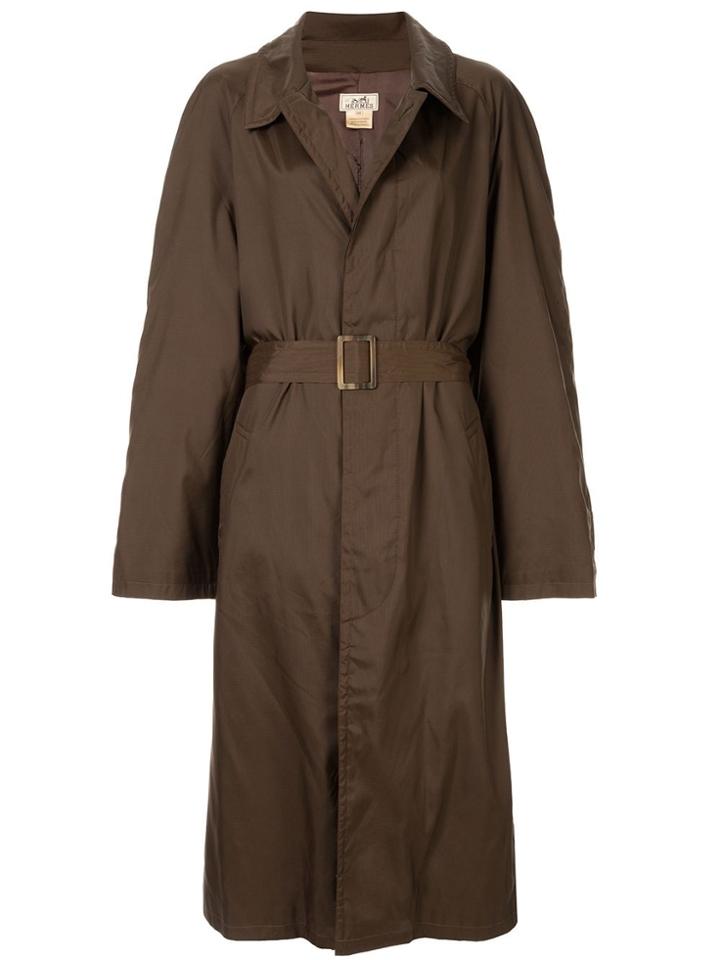 Hermès Pre-owned Belted Trench Coat - Brown