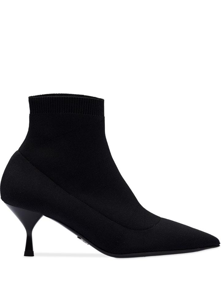 Prada Stretch Fabric Booties - Black