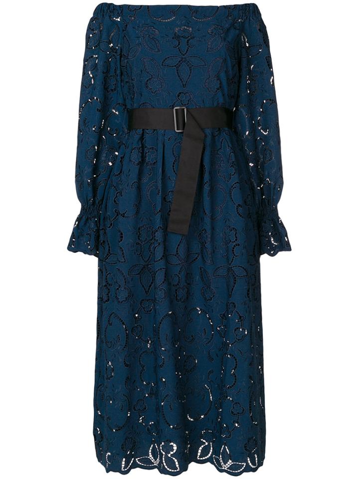 Perseverance London Off-shoulder Lace Dress - Blue