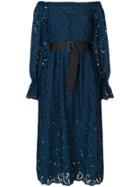 Perseverance London Off-shoulder Lace Dress - Blue