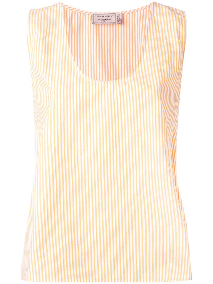 Maison Kitsuné - June Side-strap Top - Women - Cotton - 38, Yellow/orange, Cotton