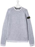 Stone Island Junior Teen Intarsia Knit Jumper - Grey