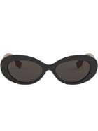 Burberry Eyewear Check Detail Oval Sunglasses - Black