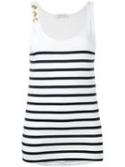 Pierre Balmain - Striped Tank Top - Women - Cotton - 42, White, Cotton