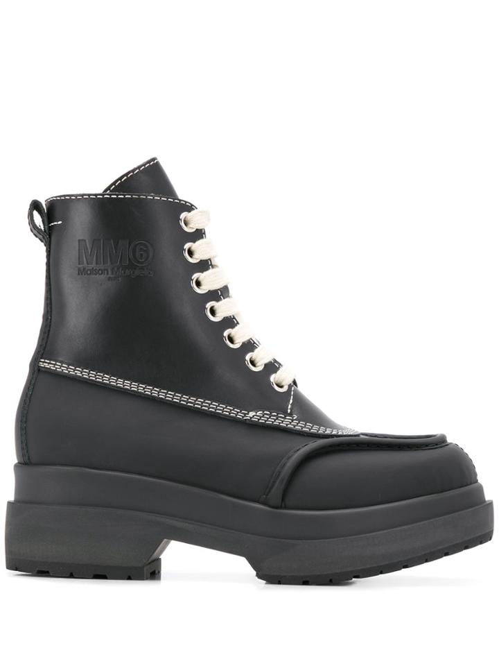 Mm6 Maison Margiela Chunky Lace-up Boots - Black