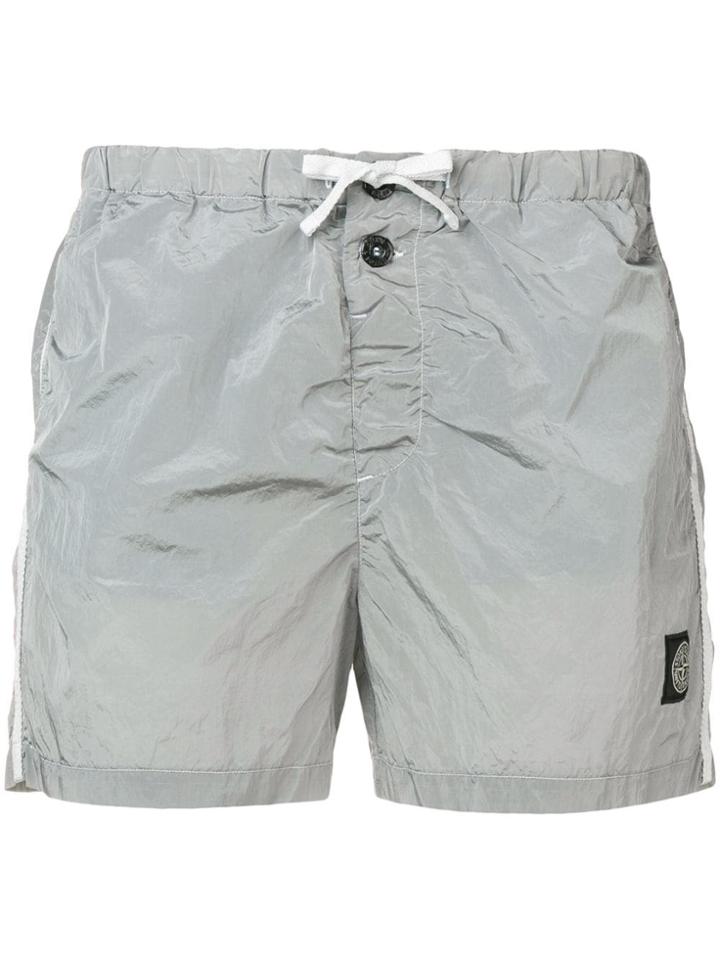 Stone Island Logo Patch Swim Shorts - Grey