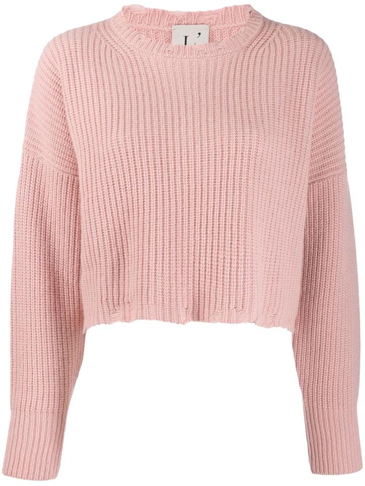 L'autre Chose Cropped Relaxed-fit Jumper - Pink
