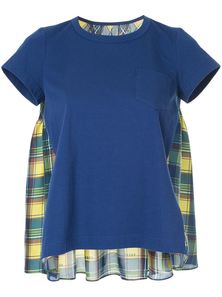 Sacai Check Back T-shirt - Blue