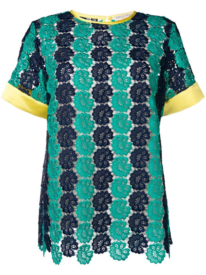 Emilio Pucci Floral Lace Top - Blue