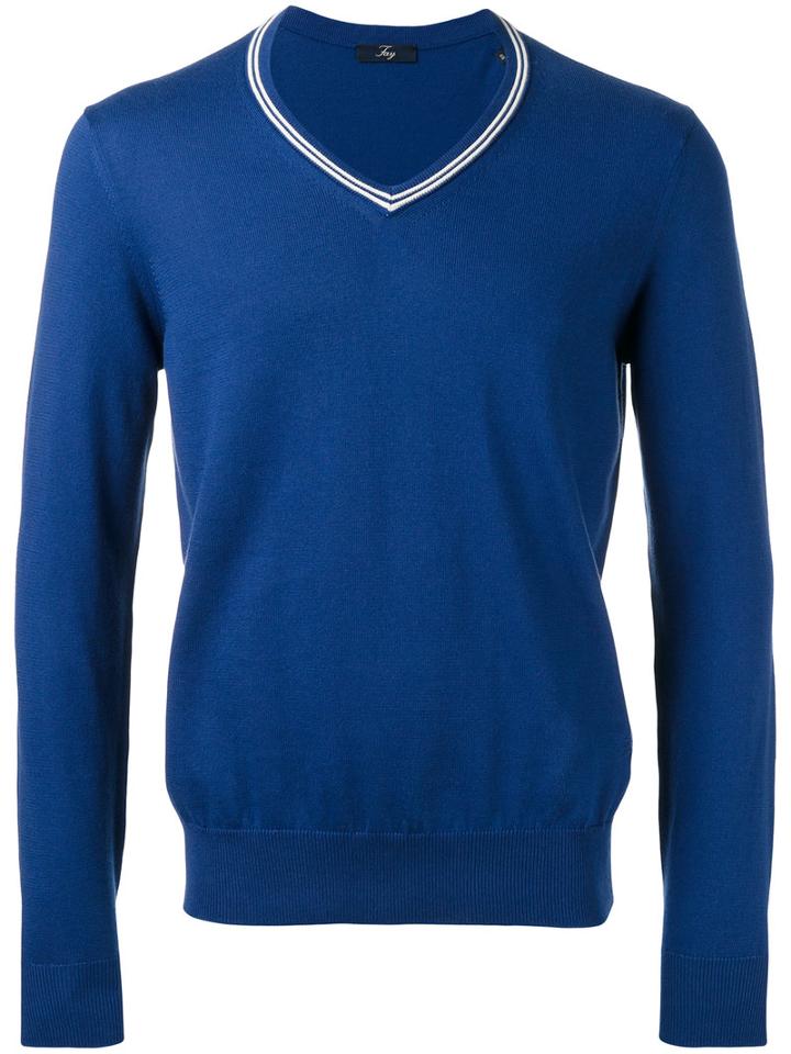 Fay - V-neck Jumper - Men - Cotton - 54, Blue, Cotton