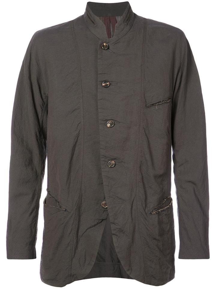 Ziggy Chen Round Neck Buttoned Jacket - Black