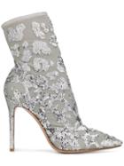 Gianvito Rossi Sequins Embellished Boots - Silver