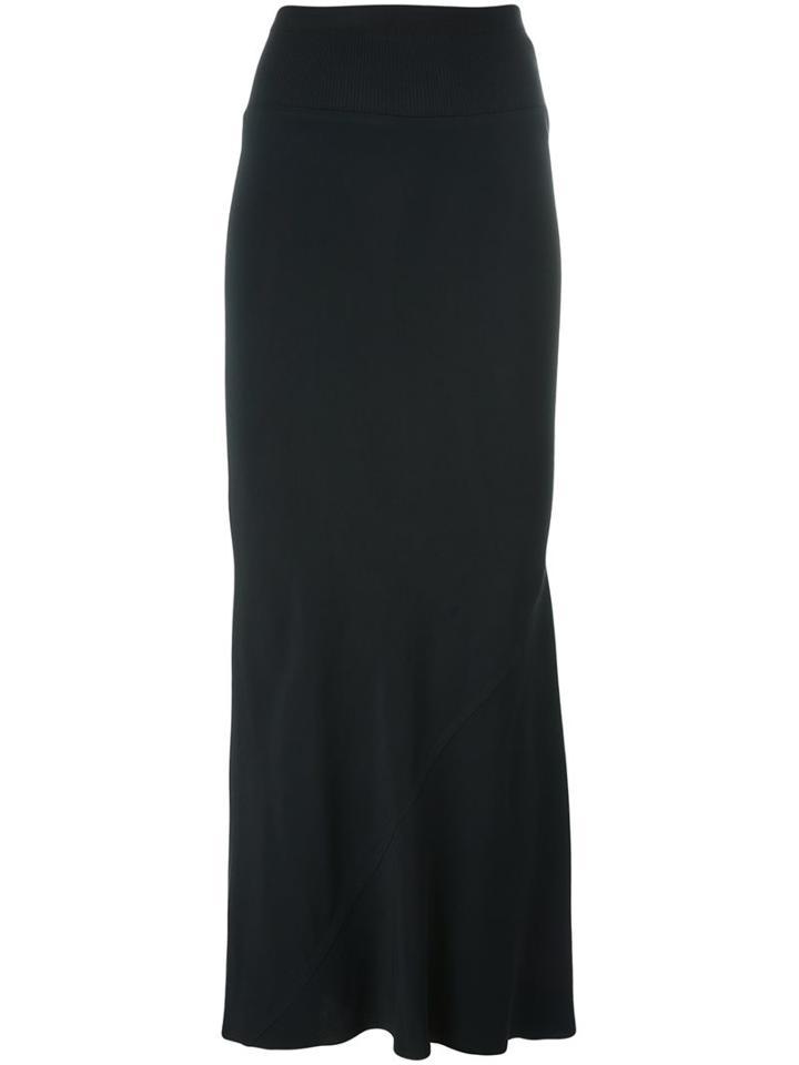 Rick Owens Pleated Back Maxi Skirt, Women's, Size: 44, Black, Acetate/viscose/cotton/nylon