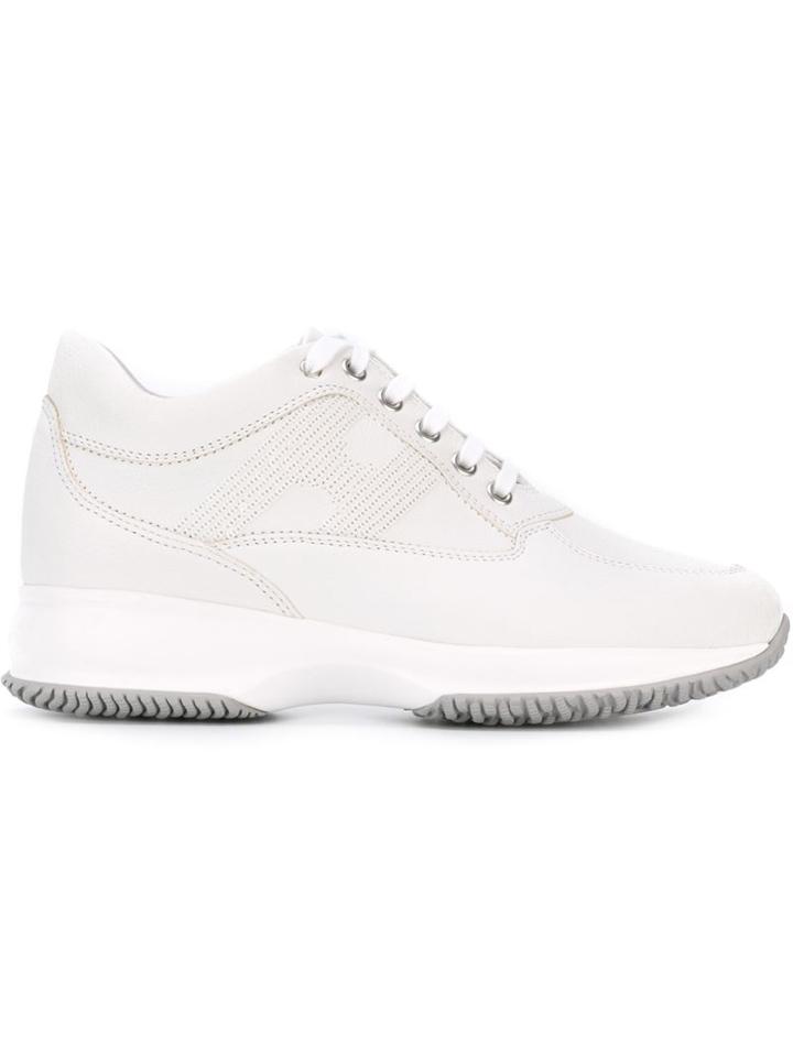 Hogan Interactive Sneakers, Women's, Size: 37.5, White, Calf Leather/leather/canvas/rubber