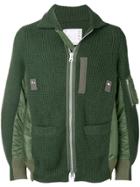 Sacai Zipped Knit Jacket - Green