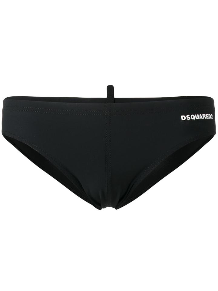 Dsquared2 Off-centre Logo Swim Slip, Men's, Size: 52, Black, Polyamide/spandex/elastane