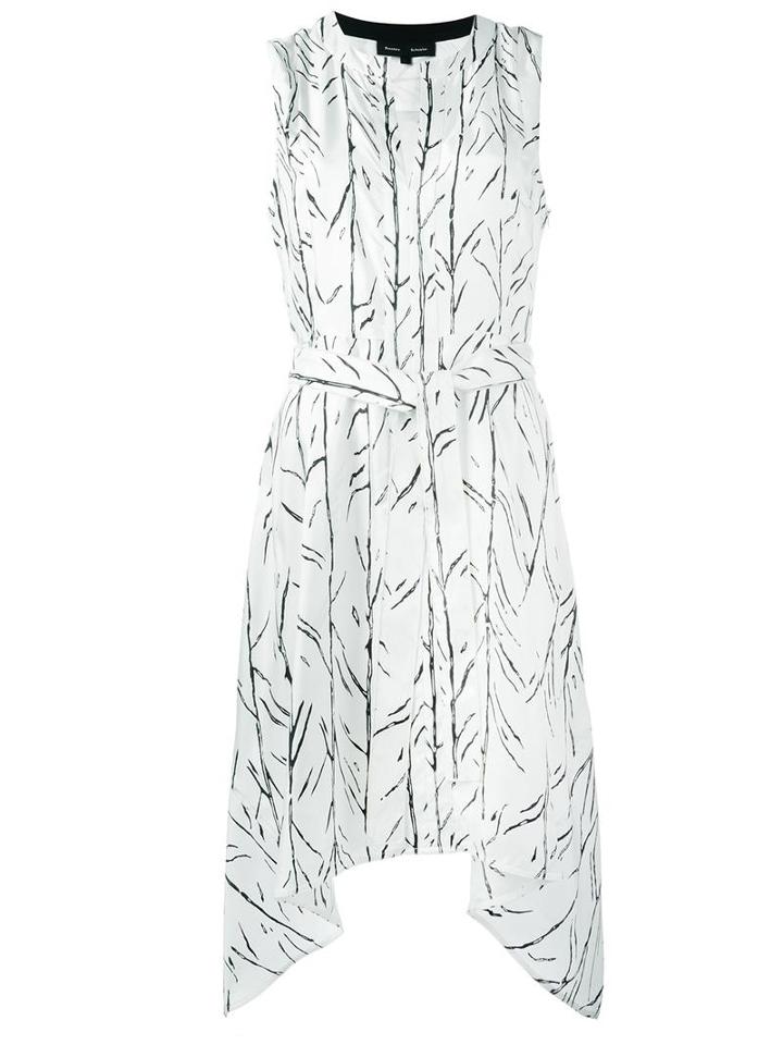 Proenza Schouler Branch Print Sleeveless Dress, Women's, Size: 6, White, Silk