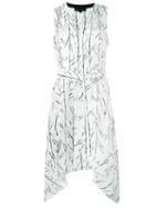 Proenza Schouler Branch Print Sleeveless Dress, Women's, Size: 6, White, Silk