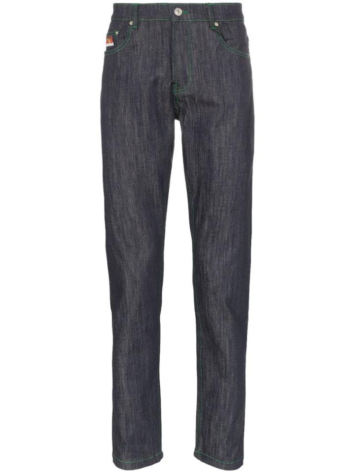 Kenzo Tiger Embroidered Patch Jeans - Blue