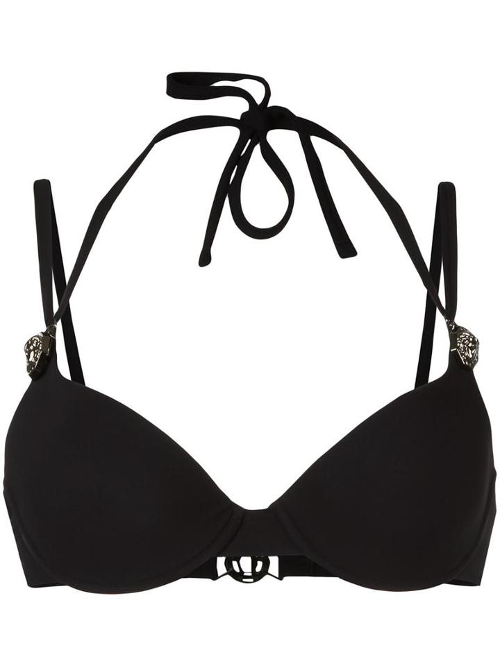 Versace Plain Push-up Bikini, Women's, Size: 3, Black, Polyamide/spandex/elastane