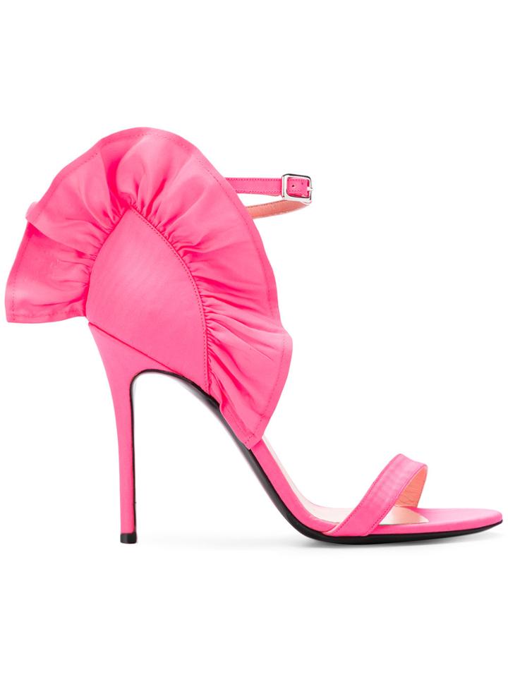 Msgm Ruffled Stiletto Sandals - Pink & Purple